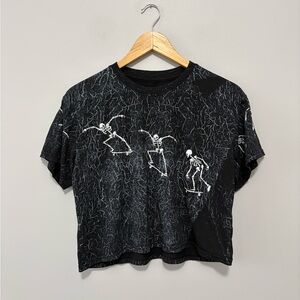 Punk Goth Weekend Warrior Skull Skater Boy Graphic Crop Tee